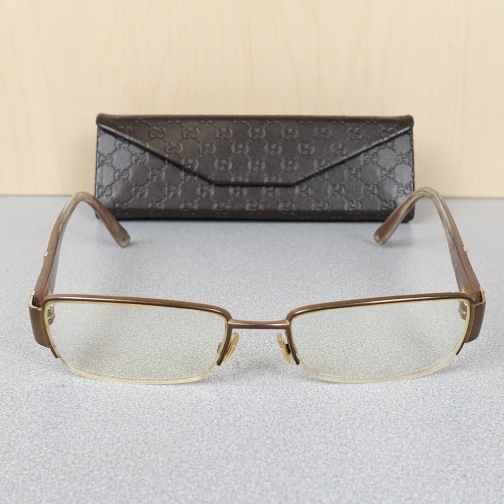 Gucci Eyeglass Frames GG 2878-M12 135 Unisex Brown Metal Rectangular Half Rim